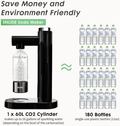 Soda Maker, with Aluminium Cylinder with CO2, Soda Water Machine with 1L Pet Bottle & DIY Stickers, Easy to Operate, Sparkling Water Maker for Home in Kuwait