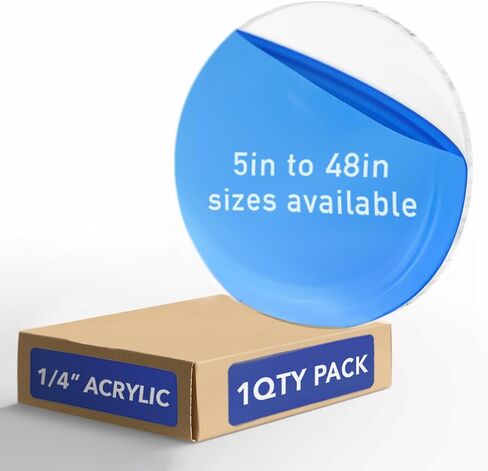 SPEEDYORDERS 1/4" Plexiglass Sheet, 10 Inch Diameter Clear Acrylic Circle, Round Cake Disc, Cake Disk Acrylic Sheet, Plexiglass Table Top, Round Acrylic Backdrop Made in USA in Saudi Arabia
