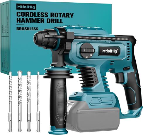 7/8" Rotary Hammer Drill for Makita 18V Battery: SDS-Plus Cordless Drill with Safety Clutch for Concrete Masonry, 2.5 Joules Power Drill, Including 4 Drill Bits in Kuwait