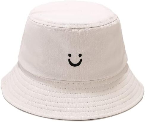 Smile Face Bucket Hat for Women Travel Bucket Beach Sun Hat Embroidery Outdoor Cap for Men Women in Saudi Arabia