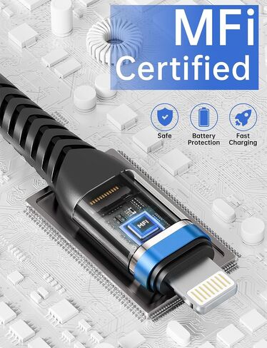 iPhone Charger Cable [Apple MFi Certified] USB to Lightning Cable 6FT 3Pack in Kuwait