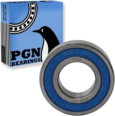 PGN (10 Pack) 6003-2RS Bearing - Lubricated Chrome Steel Sealed Ball Bearing - 17x35x10mm Bearings with Rubber Seal & High RPM Support in Saudi Arabia