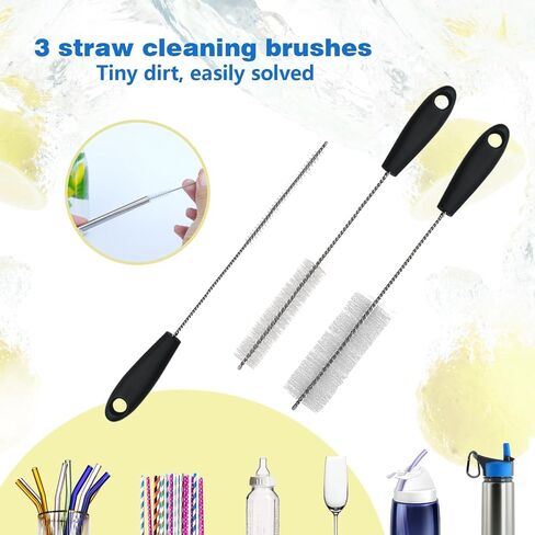 Double-Headed Two Way Nylon Cleaning Brush Drain Brush Flexible Hose 65.7 inches and 4 pcs with Handles Straw Cleaning Brush All 0.23-1.1inch Diameter Size Tubes Suitable (Blue (Color))… in Kuwait