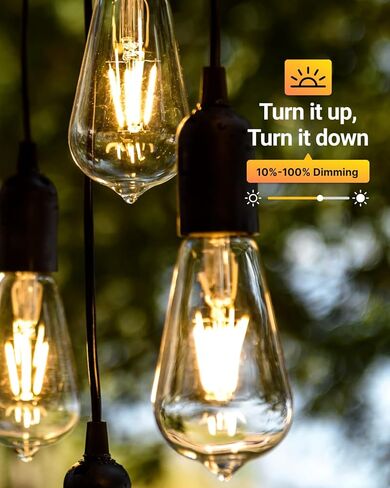 Sunco 4 عبوات من مصابيح الغسق إلى الفجر LED Edison 3000K أبيض دافئ، 7 وات يعادل 60 وات، مصباح أوتوماتيكي ST64 على الطراز العتيق، 800 لومن، قاعدة E26، مستشعر للضوء في الهواء الطلق UL، نجمة الطاقة in Kuwait