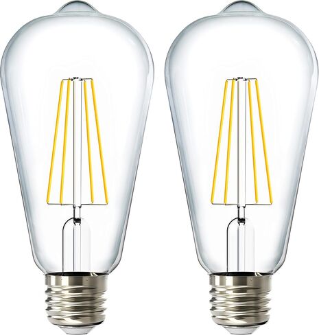 Sunco 4 عبوات من مصابيح الغسق إلى الفجر LED Edison 3000K أبيض دافئ، 7 وات يعادل 60 وات، مصباح أوتوماتيكي ST64 على الطراز العتيق، 800 لومن، قاعدة E26، مستشعر للضوء في الهواء الطلق UL، نجمة الطاقة in Kuwait