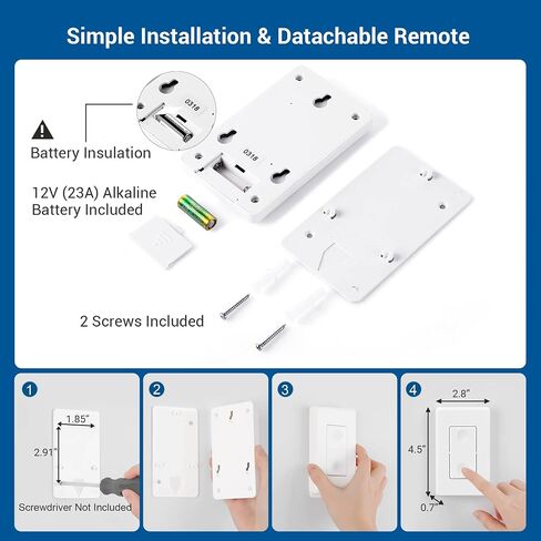DEWENWILS Remote Control Light Bulb Socket, Wireless Light Switch for Pull Chain Light Fixture, Remote Light Socket E26 E27 Bulb Base with Wall Mounted Wireless Controller, No Wiring, ETL Listed in Saudi Arabia