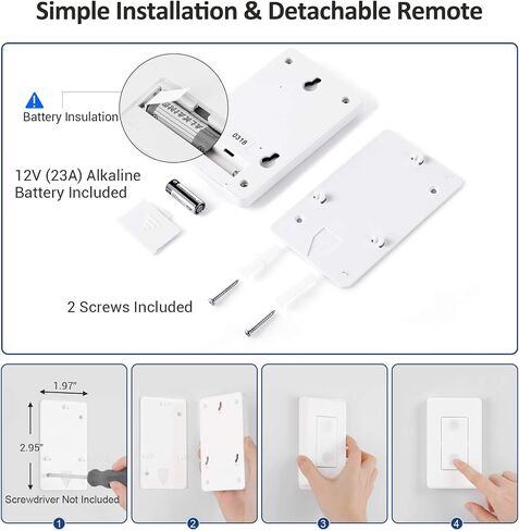 DEWENWILS Remote Control Light Bulb Socket, Wireless Light Switch for Pull Chain Light Fixture, Remote Light Socket E26 E27 Bulb Base with Wall Mounted Wireless Controller, No Wiring, ETL Listed in Saudi Arabia