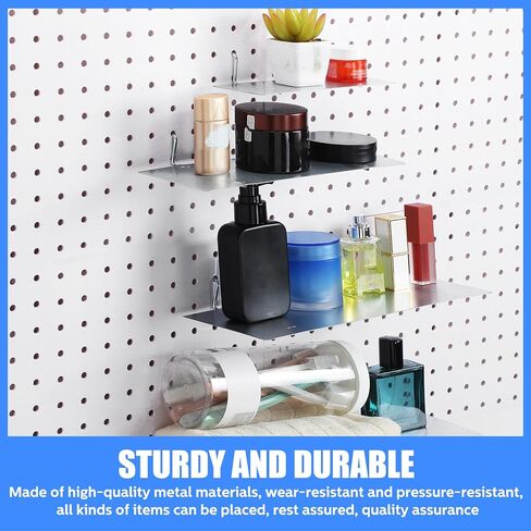 4 عبوات من أرفف بيجبورد لتنظيم الحائط ودعامات أرفف بيجبورد وصينية فولاذية وإكسسوارات بيجبورد لتنظيم أدوات غرفة الحرف اليدوية والمنزل والمرآب وطاولة العمل والمطبخ (أسود، 10 × 4 بوصة) in Kuwait