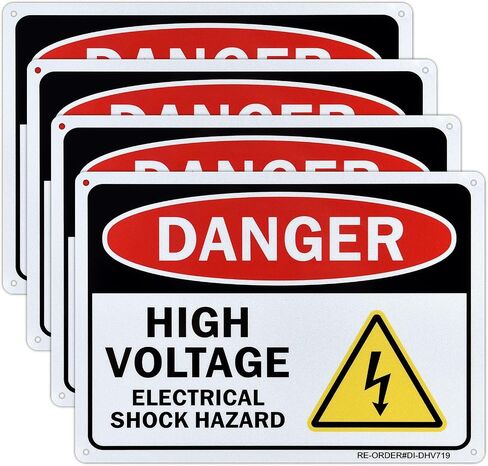 Danger High Voltage Sign, 2 Pack Electrical Shock Hazard Sign- 10x7 Inches Aluminum Warning Sign for Indoor or Outdoor Use- Reflective UV Protected and Weatherproof in Saudi Arabia