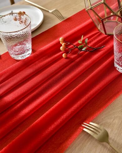 Gorgeous Light Gold Table Runner 30x120 Inch for Ivory Wedding Rustic Boho Wedding Party Bridal Shower Decor Birthday Party Cake Table Decorations in Kuwait