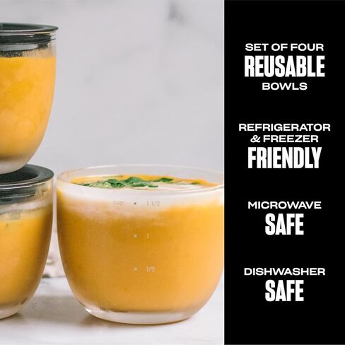 S'well Glass Meal Prep Bowls, Set of 4, 12 oz Leakproof Lids, Microwave and Dishwasher Safe, BPA-Free in Saudi Arabia