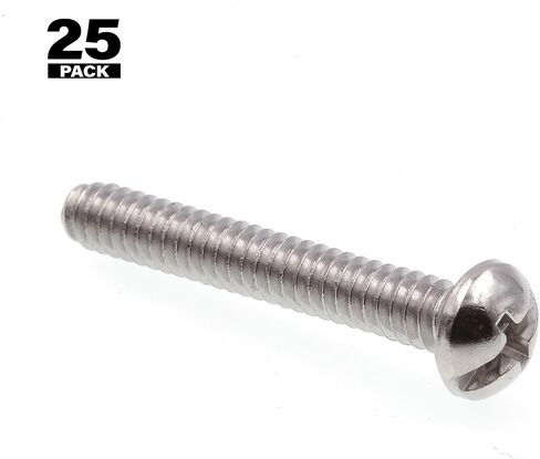 Prime-Line 9004709 Machine Screw, Round Head, Slotted/Phillips Combo, #10-24 X 1-1/4 in, Grade 18-8 Stainless Steel, Pack of 25 in Saudi Arabia