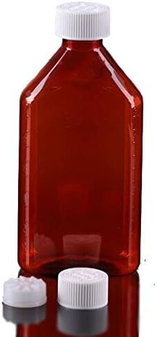 Pharmacy Oval Bottle Amber 1 oz with CR Caps Included (QTY. 100) - Prescription Pharmacy Bottle, Pharmacy Container, Prescription Plastic Container by Sponix in Saudi Arabia