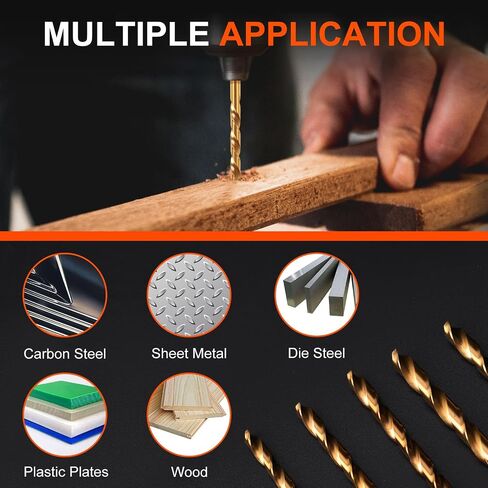 COMOWARE 100 Pcs Titanium Drill Bit Set - High Speed Steel for Steel, Wood, Plastic, Metal, Copper, Aluminum Alloy with Storage Case, 3/64"-3/8" in Saudi Arabia