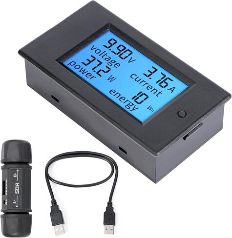 DROK Digital Multimeter DC 6.5-100V 20A Voltage Amperage Power Energy Meter, DC Volt Amp Tester Gauge Monitor LCD Digital Display with Built-in Shunt in Kuwait