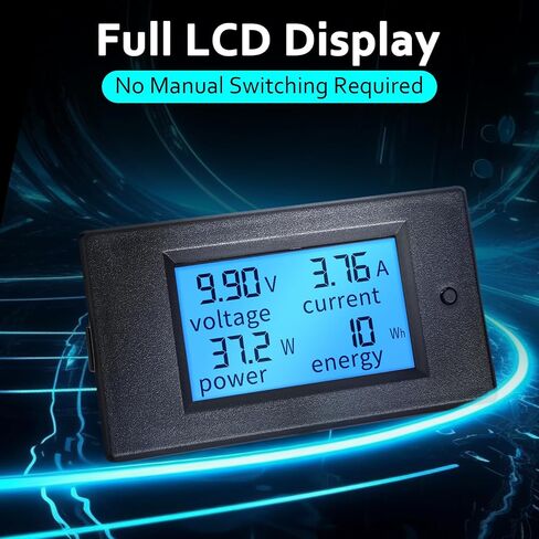 DROK Digital Multimeter DC 6.5-100V 20A Voltage Amperage Power Energy Meter, DC Volt Amp Tester Gauge Monitor LCD Digital Display with Built-in Shunt in Kuwait
