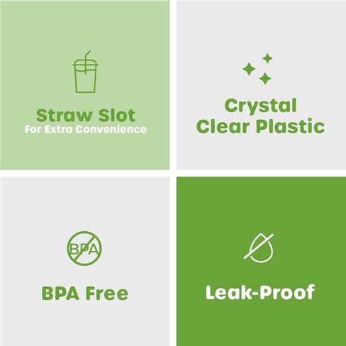 حزمة مريحة [50 قطعة] 24 أونصة. أكواب بلاستيكية شفافة ذات أغطية مسطحة in Kuwait