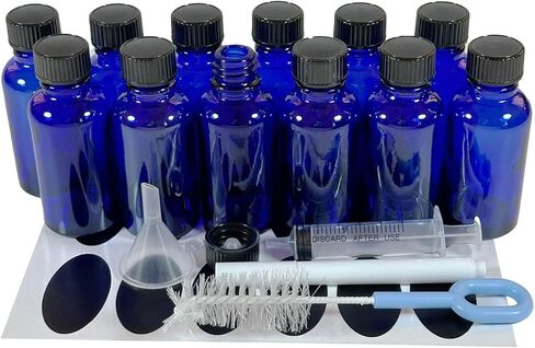 Bioll 30ml (1 oz) glass bottle. Essential oil bottle with lid. For Perfume, Aromatherapy, Lab Refillable Sample Vials - 12 Pack (Amber) in Kuwait