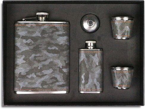 Hip Flask Gift Set, Hip Flasks for Liquor for Men with camouflage Leather Cover, 8 Oz Hip Flask, 18/8 Stainless Steel Hip Flasks, Flasks for Liquor for Men Gift Box in Saudi Arabia