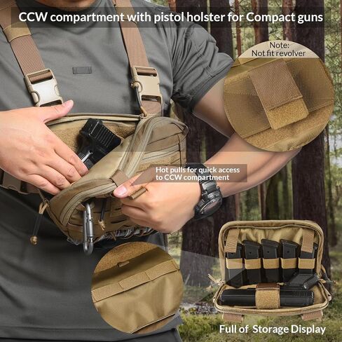 Tactical Chest Pack EDC Chest Bag 2L Utility Molle Chest Rig Pouch with CCW Compartment Adjustable Strap Outdoor in Kuwait