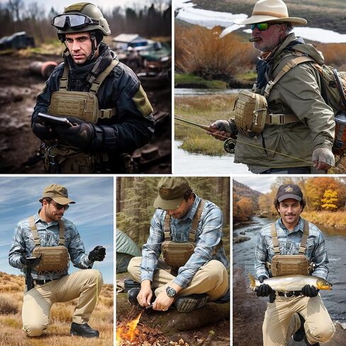 Tactical Chest Pack EDC Chest Bag 2L Utility Molle Chest Rig Pouch with CCW Compartment Adjustable Strap Outdoor in Kuwait