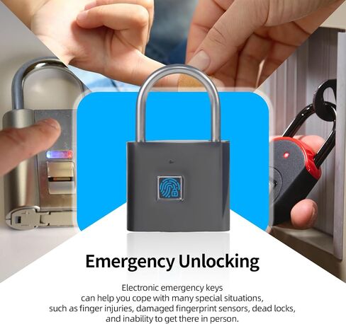 Fingerprint Padlock with Emergency Key, IP66 Waterproof and Rustproof, Outdoor Indoor Universal Smart Lock for Warehouses, Gym, Schools, Homes, Office Cabinets in Kuwait