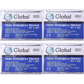 Thermal Emergency Blanket Mylar, Survival, Safety - Great for Camping Outdoors, Hiking, Survival, Climbing, Insulating Heat, or First Aid - Pack of 4