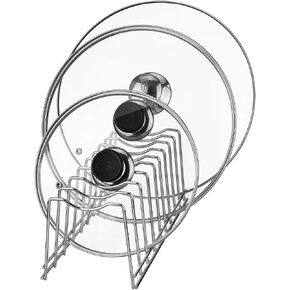 Pot Lid Holder Organizer, Kitchen Countertop Storage Rack Cutting Boards, Bakeware, Pots & Pans, Serving Trays, Reusable Containers in Cabinet Pantry, Stainless Steel in Saudi Arabia