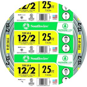 Southwire 13055921 25 ft. 12/2 Gray Solid CU UF-B W/G Wire