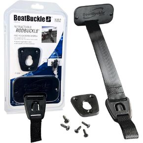 BoatBuckle Gunwale/Deck Mount Retractable Rod Tie-Down, 24-Inch Self-Retracting Fishing Rod Holder for Boats