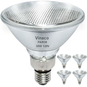 Vinaco PAR38 Flood Light，4 Pack PAR38 Halogen Flood Light Dimmable 38W 120V， High Brightness 400LM, PAR38 Bulb with E26 Base,2800K Warm White Ideal for Indoor/Outdoor
