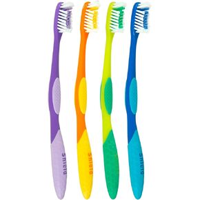 فرشاة أسنان Shield Care Pro-Clean برأس صغير للوصول بشكل أفضل (العناية العائلية - شعيرات ناعمة) مغلفة بشكل فردي - 4 ألوان - 4 قطع (عبوة من قطعة واحدة)