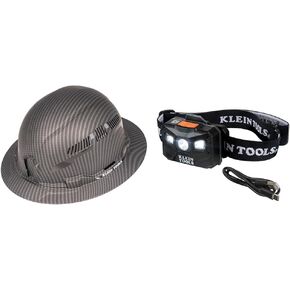 Klein Tools 60626 Hard Hat, Vented Full Brim Premium KARBN Design, Type 1 Class C Hard Hat, 4-Point Ratchet Suspension, Medium
