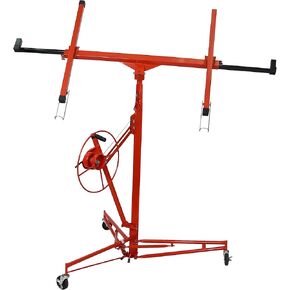 Drywall Lift Panel Hoist, 6 to 16 Ft (Max Height) Sheetrock Jack Lifter for Ceiling, Rolling Caster Wheels, Lockable Construction Tools