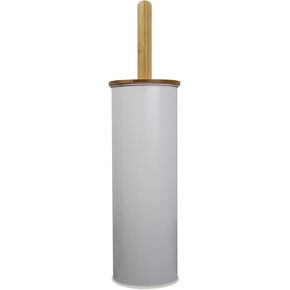 Blue Donuts Toilet Brush Holder with Bamboo Top - Black