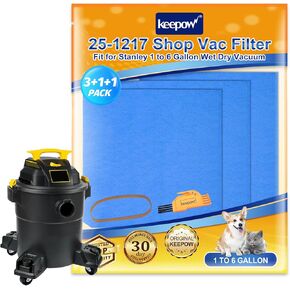 KEEPOW 25-1217 Vacuum Filters Replacement Compatible with Stanley 1-6 Gallon Wet/Dry Vacuums, 3 Pack