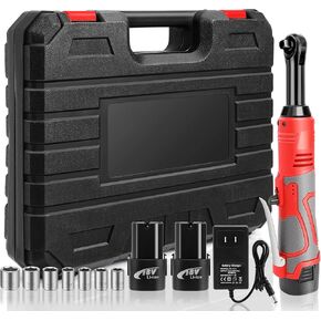 Cordless 𝐈𝐦𝐩𝐚𝐜𝐭 Wrench 𝟏/𝟐" Brushless High Torque Wrenches 210 ft-lbs (280N.m) Right Angle Detent Anvil Impact Drive Set Kit 𝟐 Battery 𝟏𝟖𝐕 Chuck/Drill/Sockets/Tool Box/Fast Charger
