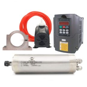 110V 800w vfd Spindle Package：110V 1.5KW VFD+110V 800w Φ65mm ER11 Water Cooled Spindle Motor+110V Water Pump+65mm Clamp +5m Water Pipe