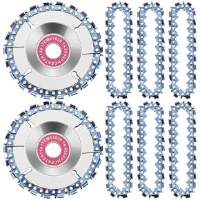 5/8 Inch Wood Carving Chain Disc 4 Inch 22 Teeth Saw Blade Wood Carving Disc with Replacement Saw Chains for Chain Disc Grinding Replacement Shaping Attachment Circular Chainsaw Wheel (8 Pcs)