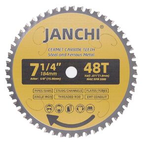 12" 60T TCG Ceramic Teeth Steel and Ferrous Metal Cutting Saw Blade with 1" Arbor, for Cuts Variety of Mild Steel Profiles Pipe,Steel Studs,Channel,Angle Iron,Plates,Bars,Tubes,EMT Conduit,Thread Rod