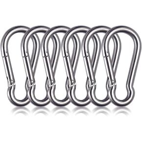 WIQUE 3.2 Inch Spring Snap Hook Carabiner,304 Stainless Steel Snap Hook Heavy Duty Rope Connector for Hammock Swing Set Outdoor Travel Camping Fishing Hiking