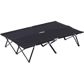 Outsunny 2 Person Folding Camping Cot for Adults, 50" Extra Wide Outdoor Portable Sleeping Cot with Carry Bag, Elevated Camping Bed, Beach Hiking, Green