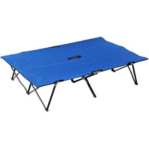 Outsunny 2 Person Folding Camping Cot for Adults, 50" Extra Wide Outdoor Portable Sleeping Cot with Carry Bag, Elevated Camping Bed, Beach Hiking, Green