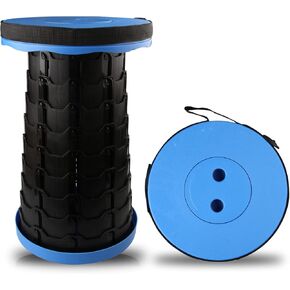Upgraded Portable Telescoping Stool, Folding Stool Lightweight & Sturdy with Load Capacity 400lbs, Retractable Telescopic Stool for Gardening, Camping, Travel, Fishing, Hiking and BBQ (Blue)