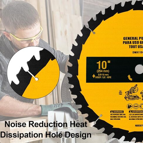2 حزمة من شفرات منشار الطاولة 10 بوصة 40T/60T المتوافقة مع Dewalt | شفرة منشار طاولة/ميتري 10 بوصة، تحل محل DWA11040/DWA11060، لمسة نهائية رائعة in Kuwait