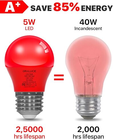 ORALUCE Blue Porch Light Bulb 40 Watt Equivalent,A15 LED Bulbs for Halloween Christmas Party Decoration and Lighting,Colored Light Bulb with E26 Base,5W 450LM Non-Dimmable,6 Pack. in Kuwait