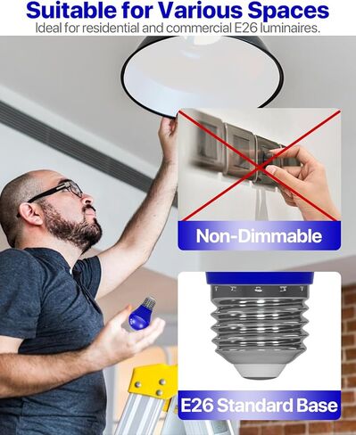 ORALUCE Blue Porch Light Bulb 40 Watt Equivalent,A15 LED Bulbs for Halloween Christmas Party Decoration and Lighting,Colored Light Bulb with E26 Base,5W 450LM Non-Dimmable,6 Pack. in Kuwait