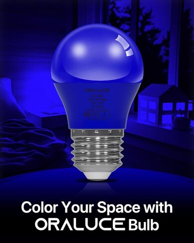 ORALUCE Blue Porch Light Bulb 40 Watt Equivalent,A15 LED Bulbs for Halloween Christmas Party Decoration and Lighting,Colored Light Bulb with E26 Base,5W 450LM Non-Dimmable,6 Pack. in Kuwait