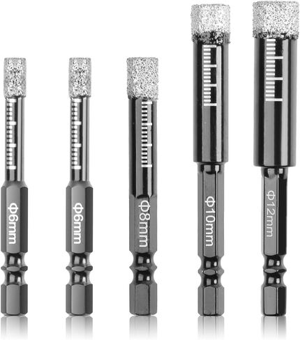 Diamond Drill Bits,NOEAIKE 10-Pack 1/4"(6mm) Dry Diamond Core Drill Bit Set for Ceramic,Granite,Tile,Glass,Marble,Brick,Stone with 1/4 Hex Shank in Saudi Arabia