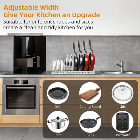 ROOHUA Pot Rack -Expandable Pan Organizer for Cabinet,Pot Lid Holder with 10 Adjustable Compartment for Kitchen Cabinet Cookware Baking Frying Rack,Bronze in Saudi Arabia